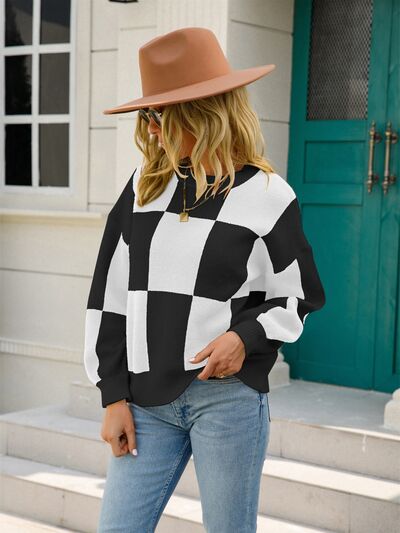 Checkered Sweater - Hey Love Boutique