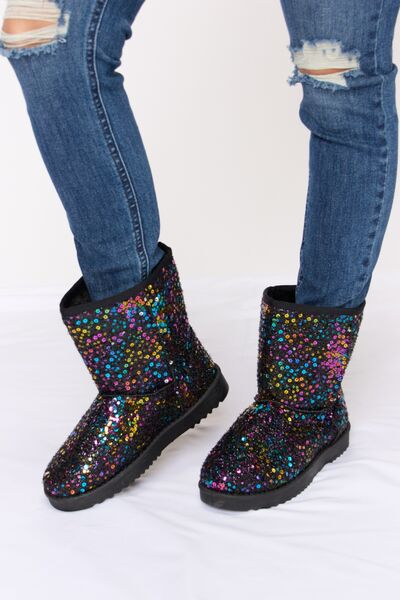 Sequin Thermal Flat Boots