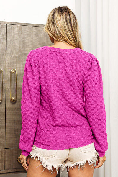 Brushed Checker Top - Hey Love Boutique