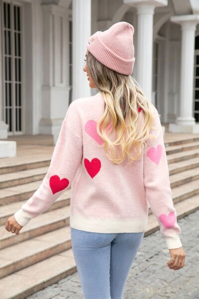 Heart Dropped Shoulder Sweater - Hey Love Boutique