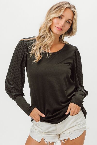 Polka Dot Lantern Sleeve Top