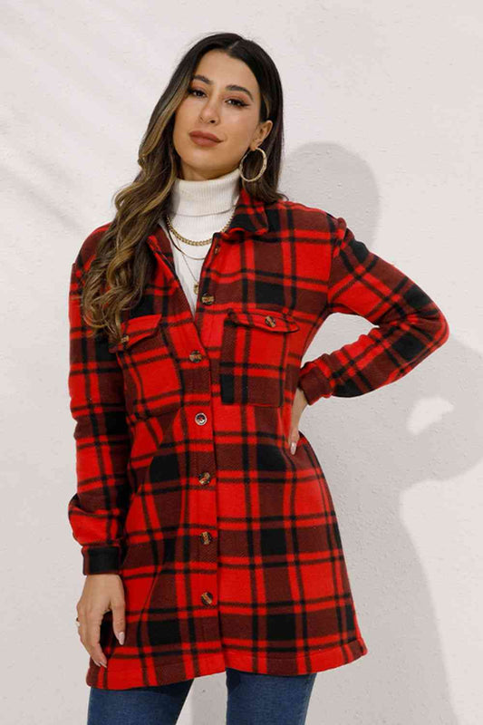 Plaid Collared Longline Coat