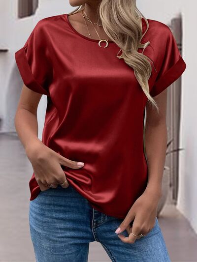 Round Neck Short Sleeve T-Shirt - Hey Love Boutique