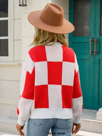 Checkered Sweater - Hey Love Boutique