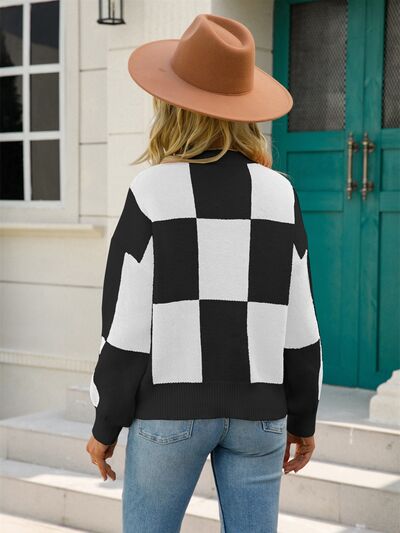 Checkered Sweater - Hey Love Boutique