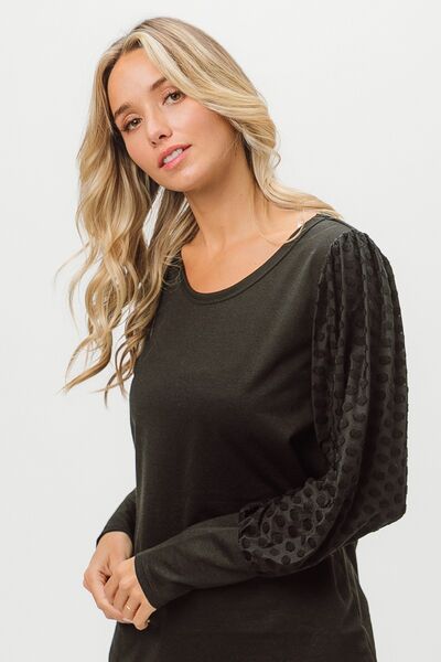 Polka Dot Lantern Sleeve Top