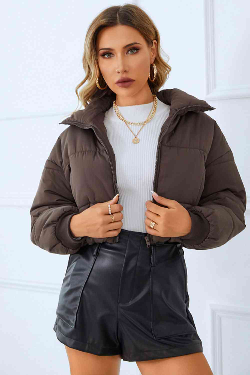 Zip-Up Winter Coat with Pockets