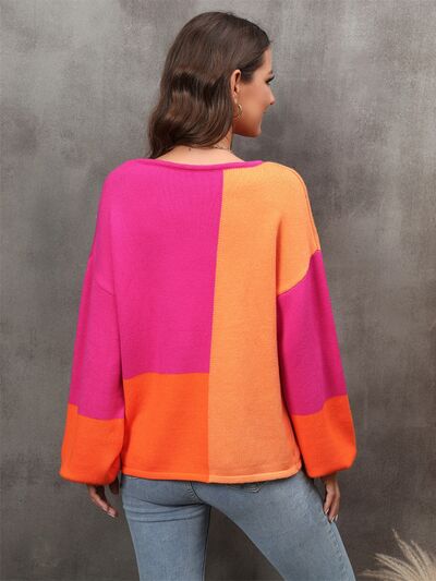 Color Block Sweater - Hey Love Boutique