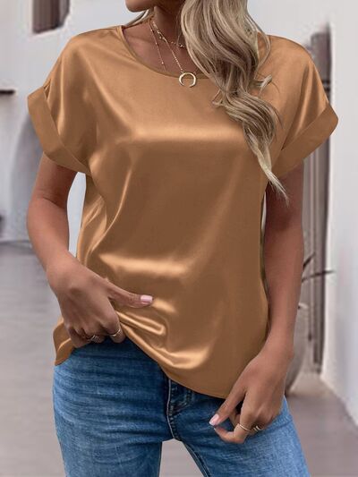 Round Neck Short Sleeve T-Shirt - Hey Love Boutique